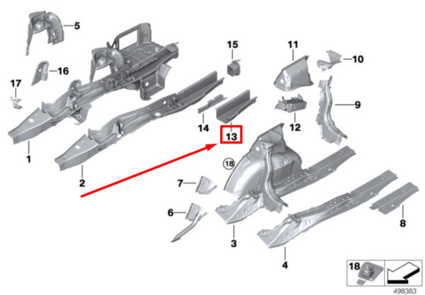 41007488055 - NEW BMW 3 G20, G28 REAR LEFT FRAME MEMBER 7488055 41007488055 GENUINE