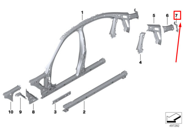 41007488104 - NEW BMW 3 G20 RIGHT ROOF SIDE RAIL REINF. BRACKET 7488104 41007488104 ORIGINAL