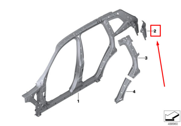41007493970 - NEW BMW X4 G02, F98 RIGHT D-PILLAR REINFORCEMENT 4100743970 7493970 ORIGINAL