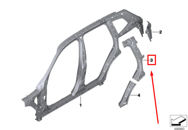 41008737899 - NEW BMW X3 G01 REAR LEFT UPPER QUARTER PANEL REINF. 41008737899 8737899 ORIGINAL