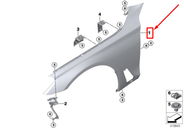 41009621595 - BMW 7 G11, G12 Front Left Fender 9621595 41009621595 NEW GENUINE