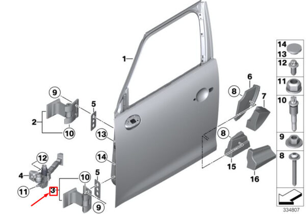 41009805932 - NEW MINI COUNTRYMAN R60 FRONT RIGHT LOWER DOOR HINGE 41009805932 9805932