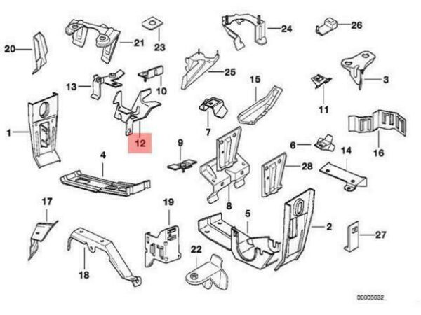 41111970624 - OEM BMW E31 850CI COUPE RADIATOR MOUNTING BRACKET RIGHT 41111970624 GENUINE