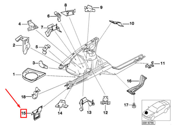 41118125050 - BMW 5 E39 radiator mount front right 41118125050 8125050 NEW ORIGINAL