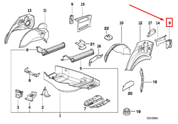 41148135355 - BMW 3 Compact E36 rear side bumper bracket 41148135355 NEW