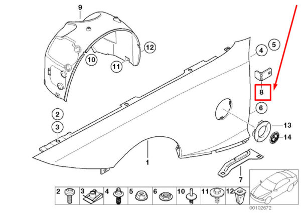 41217064697 - NEW BMW Z4 COUPE E86 SIDE PANEL PILLAR A CHARGER 7064697 41217064697 GENUINE