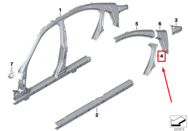 41217298003 - BMW 3 F30 left C-pillar support 41217298003 7298003 NEW ORIGINAL
