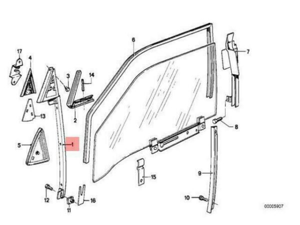 41511921491 - OEM BMW E23 SEDAN GUIDE RAIL FRONT LEFT 41511921491 GENUINE NEW