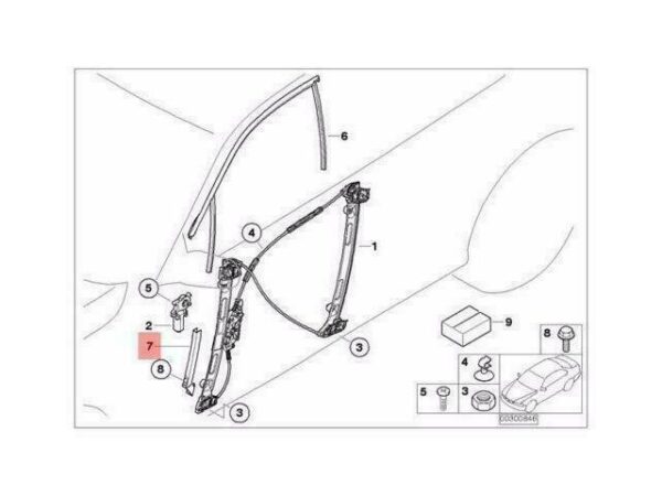 41517029288 - OEM BMW E46 COMPACT WINDOW GUIDE RAIL RIGHT 41517029288 GENUINE NEW