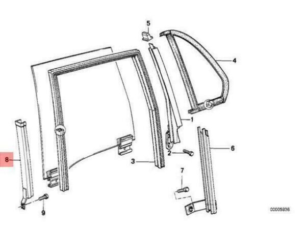 41521961880 - OEM BMW E30 SEDAN WAGON GUIDE RAIL FRONT RIGHT 41521961880 GENUINE NEW
