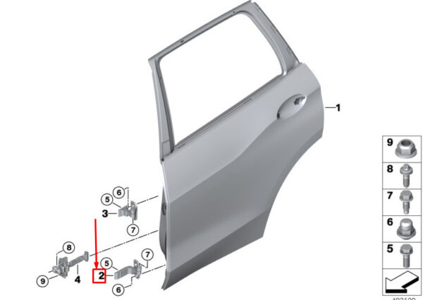 41527420098 - BMW 5 Touring G31 rear right lower right door hinge 41527420098 NEW ORIGINAL