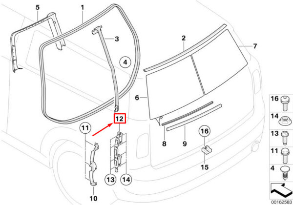 41542757542 - MINI CLUBMAN R55 REAR RIGHT SPLIT DOOR HINGE 41542757542 NEW GENUINE