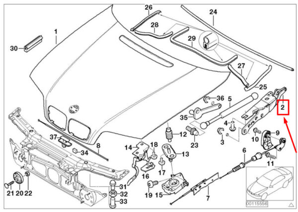 41617028578 - BMW 3 Series E46 bonnet hinge front right 41617028578 7028578 NEW ORIGINAL