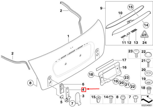 41627144002 - MINI CONVERTIBLE R52 RIGHT TAILGATE HINGE 7144002 41627144002 NEW GENUINE
