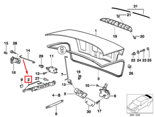 41628119163 - BMW 3 SERIES COMPACT E36 TAILGATE HINGE LEFT 41628119163 8119163 NEW GENUINE