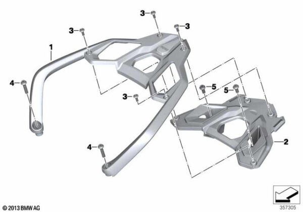 46548403994 - BMW Black Rear Handle Carrier R1250gs Top Case Mount 46548403994 Genu