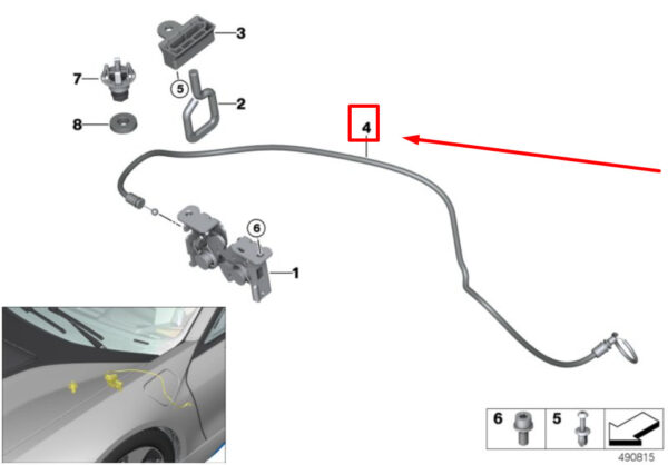 51107353524 - NEW BMW I8 I12 LEFT ENGINE COMP. ORIGINAL LID BOWDEN CABLE 7353524 511073524