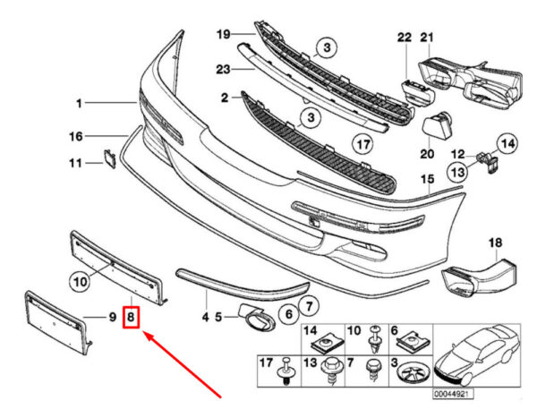 51112694213 - BMW 5 E39 Front Licence Plate Holder 51112694213 2694213 NEW GENUINE