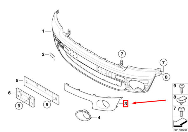 51112755687 - NEW MINI CONVERTIBLE R57 LCI FRONT LEFT BUMPER TRIM 2755687 51112755687