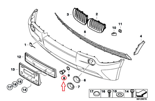 51113402846 - NEW BMW X3 E83 FRONT RIGHT PDC SENSOR MOUNT BRACKET 51113402846 ORIGINAL
