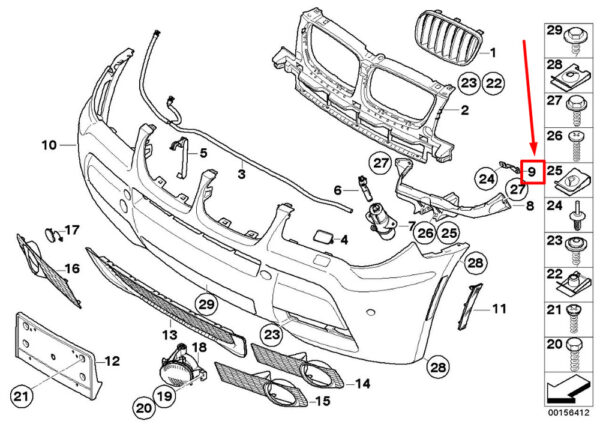 51113417728 - NEW BMW X3 E83 FRONT RIGHT BUMPER LATERAL BRACKET 3417728 51113417728