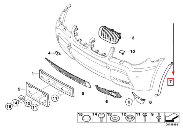51113418112 - NEW BMW X3 E83 FRONT RIGHT EXTENSION WHEEL ARCH COVER 51113418112 3418112