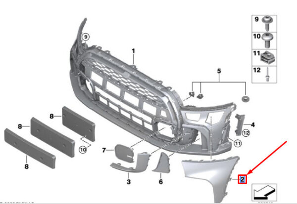 51115A3C8C6 - Mini Cooper F56 Front Right Bumper Trim Panel 51115A3C8C6, Genuine Part