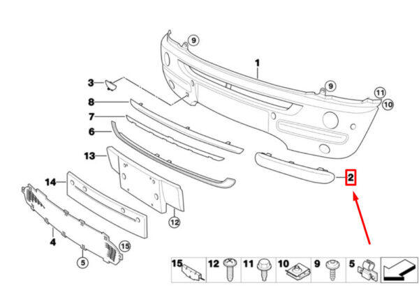 51116800143 - NEW MINI COOPER R50 FRONT BUMP BAR COVER LEFT TRIM 51116800143 6800143