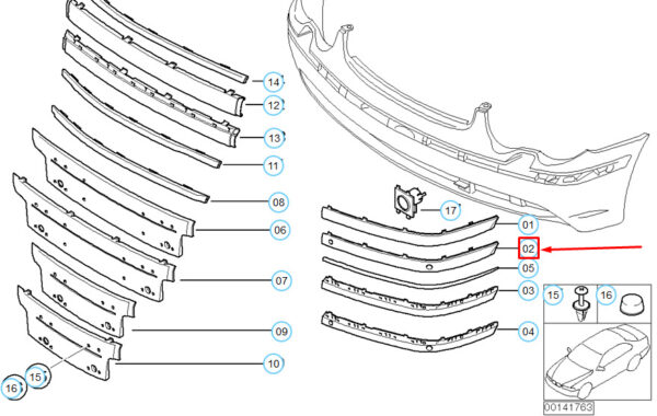51117043458 - NEW BMW 7 E65 FRONT BUMPER RIGHT PRIMED IMPACT STRIP 51117043458