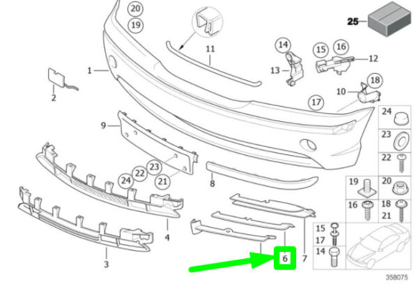 51117043495 - BMW 3 E46 Front Bumper Left Open Grid 7043495 51117043495 NEW GENUINE