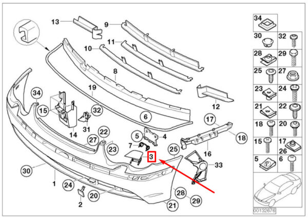 51117057413 - New BMW 7 E65, E66, E67 Left Headlight Washer Cover 51117057413 7057413