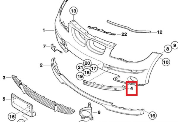 51117058457 - BMW 1 E87 front bumper left protective rubber strips 51117058457 NEW REAL