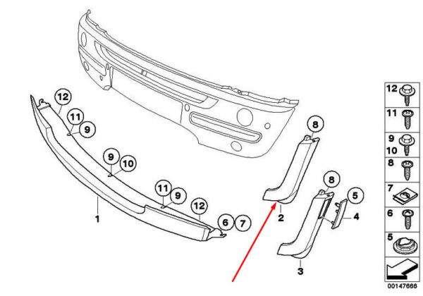 51117130312 - NEW MINI CONVERTIBLE R52 FRONT BUMPER RIGHT OUTER CUT 51117130312 2006