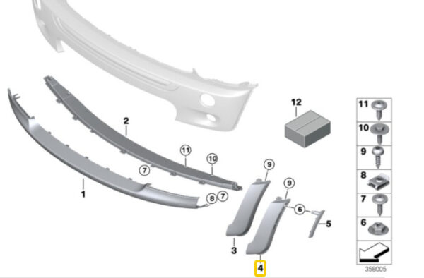 51117130314 - NEW MINI R50 R52 R53 FRONT BUMPER OUTER PLASTIC TRIM RIGHT SIDE