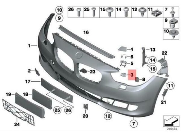 51117130344 - NEW BMW F07 RIGHT HEADLIGHT WASHER DUMMY PLUG M 51117130344 10-16