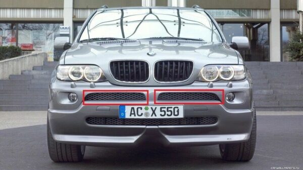 51117130458 - New Genuine BMW X5 E53 Set Of Front Bumper Upper Titanium Grills 7130458 7130457