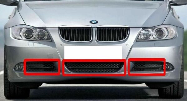 51117134074 - New Genuine BMW 3-Series E90 E91 04-08 Front Bumper Lower Grill Set Of Three OEM