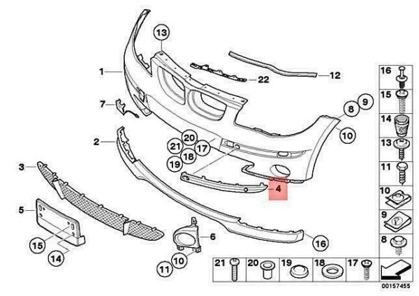 51117136638 - OEM BMW E87 116I PROTECTIVE RUBBER STRIP RIGHT FRONT BUMPER 51117136638 GENUINE