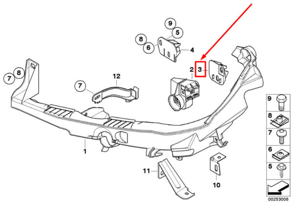 51117156553 - BMW 3 Series Coupe E92 left headlight arm holder 7156553 51117156553 new original