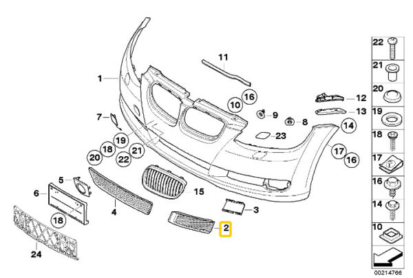 51117175312 - NEW BMW E92 E93 CONVERTIBLE RIGHT FRONT BUMPER OPEN GRILLE 51117175312 ORIGINAL