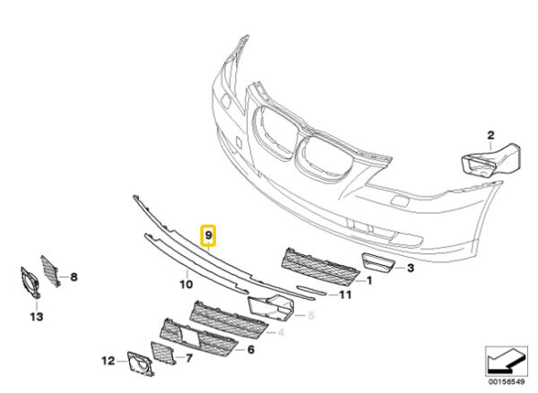 51117178096 - NEW BMW 5 E60 E61 LCI 2007-2010 FRONT BUMPER BAR STRIP 7178096 08-09