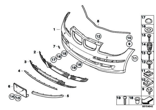 51117182362 - 2008-2012 BMW E81 E87 FRONT BUMPER CENTER GRILLE TRIM GENUINE 511171823