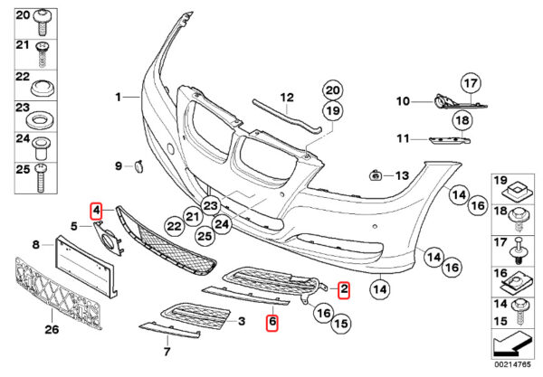 51117198896 - New Genuine BMW 3 Set Of Front Center Grill Left And Right Grills And Finishers