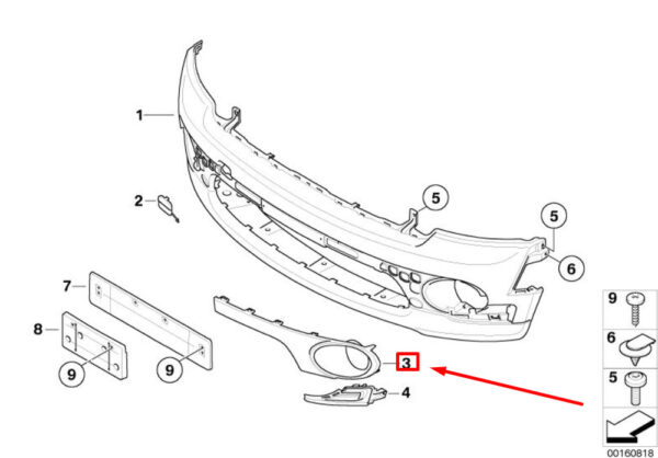 51117199871 - MINI CONVERTIBLE R57 FRONT LEFT AERO BUMPER TRIM 7199871 51117199871