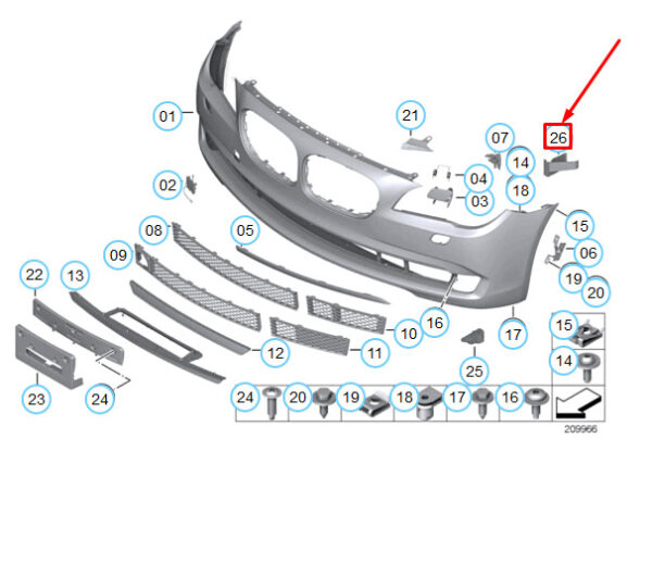 51117207152 - NEW BMW 7 F01 FRONT BUMPER RIGHT ADAPTER PLATE 51117207152 7207152 OEM