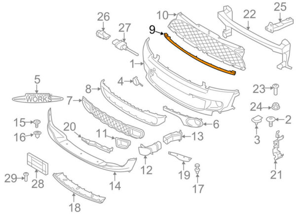 51117209904 - NEW MINI COOPER R56 FRONT APRON UNDER CHROME TRIM 51117209904 2011 ORIGINAL
