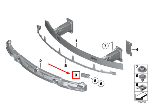 51117222349 - NEW BMW Z4 E89 FRONT LEFT BUMPER IMPACT ABSORBER 7222349 51117222349 ORIGINAL