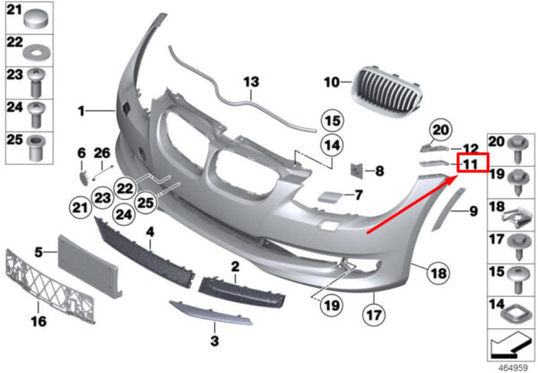 51117227898 - NEW BMW 3 SERIES E92 E93 LCI FRONT BUMPER RIGHT INSERT 51117227898 11-12