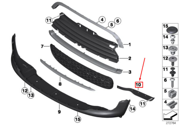 51117250779 - NEW MINI R55 R56 R57 R58 R59 FRONT LEFT BUMPER LIP BAFFLE 7250779