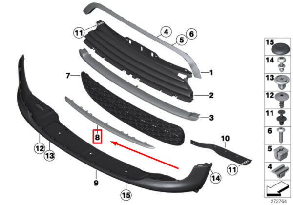 51117250786 - MINI COOPER R56 FRONT BUMPER FINISHER 51117250786 NEW GENUINE